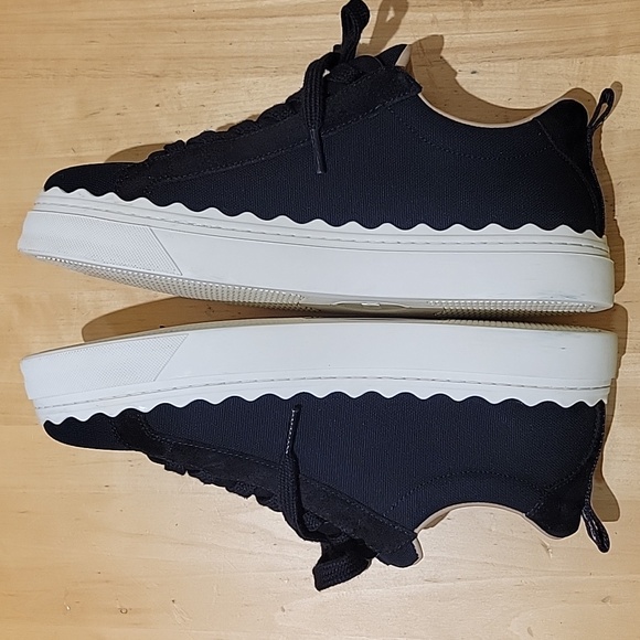 Chloe Lauren Black Canvas Embroidered Logo Sneakers - Picture 7 of 16